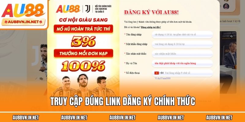 Truy cập đúng link đăng ký chính thức
